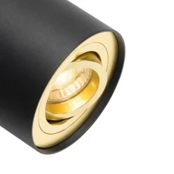 QAZQA Deckenstrahler schwarz mit gold dreh- und schwenkbar - Rondoo up