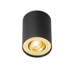 QAZQA Deckenstrahler schwarz mit gold dreh- und schwenkbar - Rondoo up