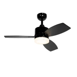 QAZQA Deckenventilator für Außenbereich schwarz 91,3 cm inkl. LED Dimmbar mit Fernbedienung IP44 - Toledo