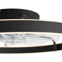 Kinder QAZQA Deckenventilator schwarz 70cm inkl. LED Dimmbar mit Fernbedienung - Maddy