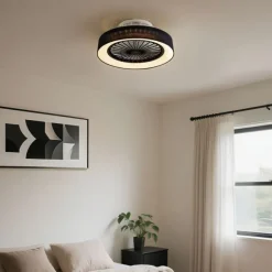 QAZQA Deckenventilator schwarz mit Sterneffekt 47cm inkl. LED Dimmbar mit Fernbedienung - Emily