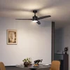 QAZQA Deckenventilator schwarz mit Holzprint 132cm inkl. LED Dimmbar mit Fernbedienung - Joly