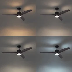 QAZQA Deckenventilator schwarz mit Holzprint 132cm inkl. LED Dimmbar mit Fernbedienung - Joly