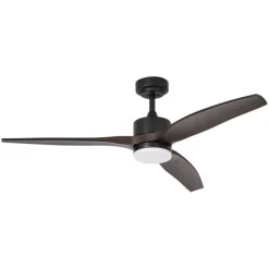 QAZQA Deckenventilator schwarz mit Holzprint 132cm inkl. LED Dimmbar mit Fernbedienung - Joly