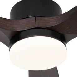 QAZQA Deckenventilator schwarz mit Holzprint 132cm inkl. LED Dimmbar mit Fernbedienung - Joly