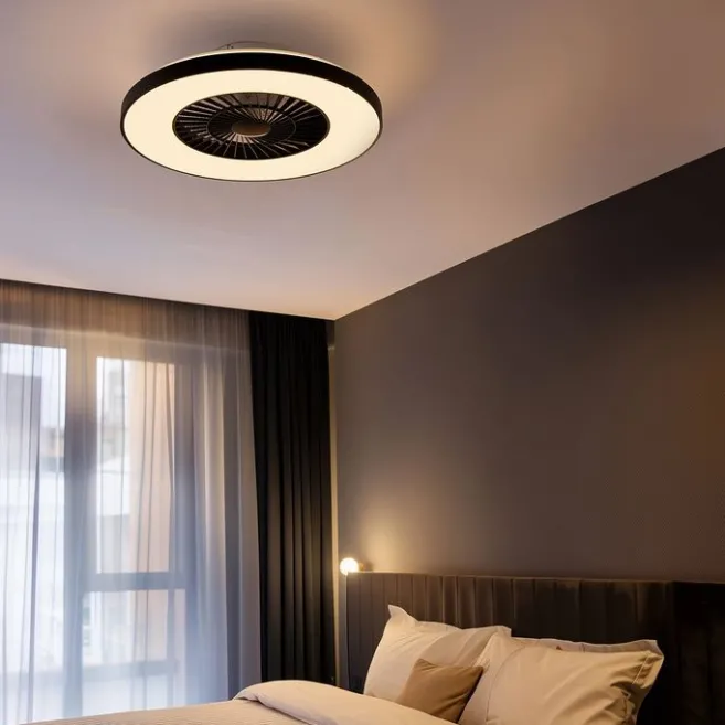 QAZQA Deckenventilator schwarz mit Sterneneffekt 60cm inkl. LED Dimmbar mit Fernbedienung - Climo