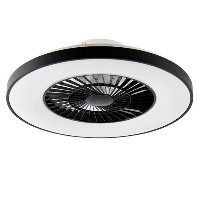 QAZQA Deckenventilator schwarz mit Sterneneffekt 60cm inkl. LED Dimmbar mit Fernbedienung - Climo