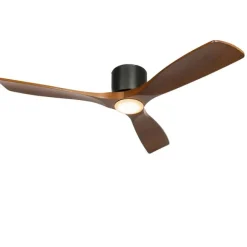 QAZQA Deckenventilator schwarz mit Holz 131,5 cm inkl. LED Dimmbar mit Fernbedienung - Jerri