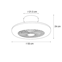 QAZQA Deckenventilator Silber 55,5 cm inkl. LED Dimmbar mit Fernbedienung - Clima