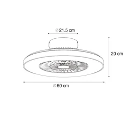 QAZQA Deckenventilator Silber mit Sterneneffekt 60cm inkl. LED Dimmbar mit Fernbedienung - Climo