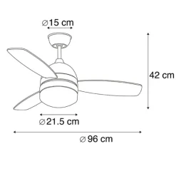 QAZQA Deckenventilator Stahl 96cm mit Fernbedienung - Rotar