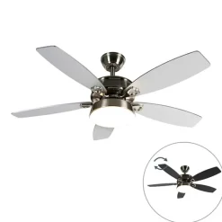 QAZQA Deckenventilator Stahl mit Fernbedienung inkl. LED - Malaki