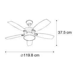 QAZQA Deckenventilator Stahl mit Fernbedienung inkl. LED - Malaki
