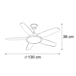 QAZQA Deckenventilator weiß 130cm inkl. LED Dimmbar mit Fernbedienung - Vifte