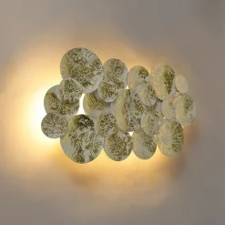 QAZQA Dekorative orientalische Wandlampe Gold mit weißen 2 Lichtern - Hikina