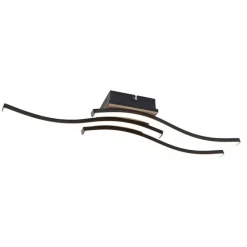 Trio Leuchten Design Deckenleuchte schwarz mit Holz inkl. LED 3-flammig - Vanesa