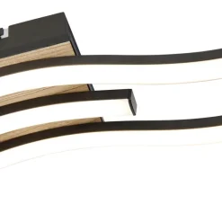 Trio Leuchten Design Deckenleuchte schwarz mit Holz inkl. LED 3-flammig - Vanesa