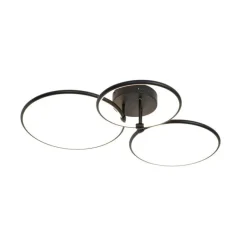 QAZQA Design Deckenleuchte Schwarz inkl. LED 3-stufig dimmbar 3-flammig - Joaniqa