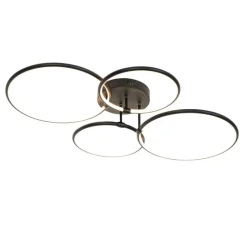 QAZQA Design Deckenleuchte Schwarz inkl. LED 3-stufig dimmbar 4-flammig - Joaniqa