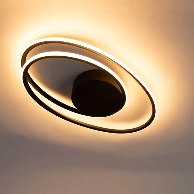 QAZQA Design Deckenleuchte schwarz inkl. LED 3 Stufen dimmbar - Rowan