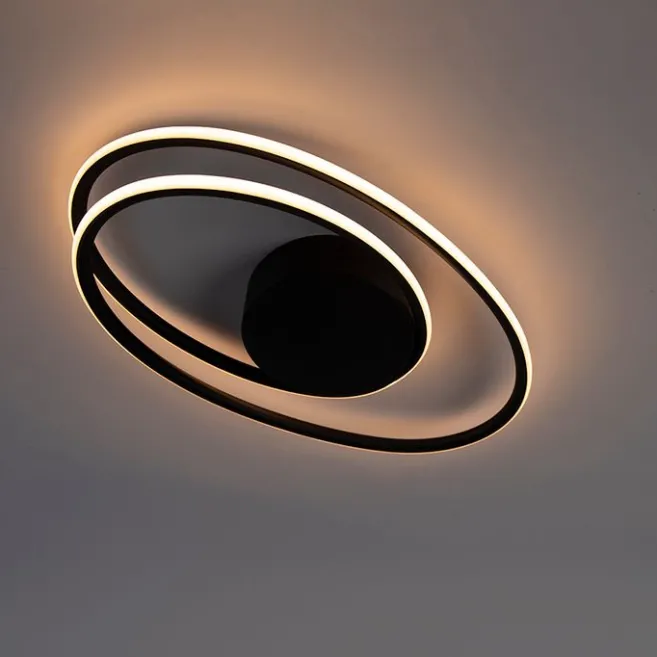 QAZQA Design Deckenleuchte schwarz inkl. LED 3 Stufen dimmbar - Rowan