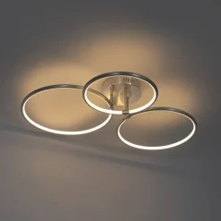 QAZQA Design Deckenleuchte Stahl inkl. LED 3-stufig dimmbar 3-flammig - Joaniqa