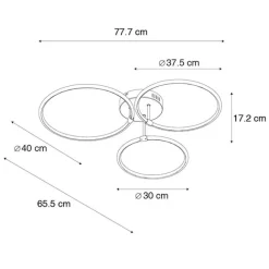 QAZQA Design Deckenleuchte Stahl inkl. LED 3-stufig dimmbar 3-flammig - Joaniqa