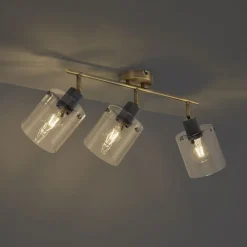 QAZQA Design Deckenstrahler Bronze mit klarem Glas 3-Licht - Domo