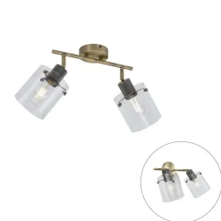 QAZQA Design Deckenstrahler Bronze mit Klarglas 2-Licht - Domo