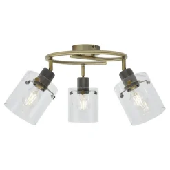 QAZQA Design Deckenstrahler Bronze mit klarem Glas rund 3-Licht - Domo