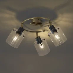 QAZQA Design Deckenstrahler Bronze mit klarem Glas rund 3-Licht - Domo