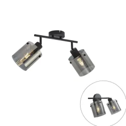 QAZQA Design Deckenstrahler schwarz mit Rauchglas 2-Licht - Domo