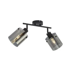 QAZQA Design Deckenstrahler schwarz mit Rauchglas 2-Licht - Domo