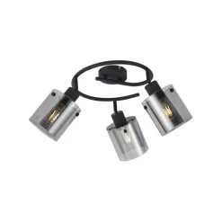 QAZQA Design Deckenstrahler schwarz mit Rauchglas rund 3-flammig - Domo