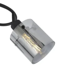 QAZQA Design Deckenstrahler schwarz mit Rauchglas rund 3-flammig - Domo