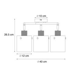 QAZQA Design Deckenstrahler schwarz mit Rauchglas rund 3-flammig - Domo