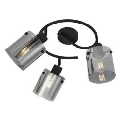 QAZQA Design Deckenstrahler schwarz mit Rauchglas rund 3-flammig - Domo