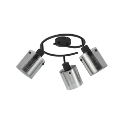 QAZQA Design Deckenstrahler schwarz mit Rauchglas rund 3-flammig - Domo