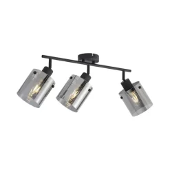 QAZQA Design Deckenstrahler schwarz mit Rauchglas 3-Licht - Domo