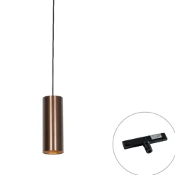 QAZQA Design hanglamp donkerbrons incl. rail adapter 1-fase - Slimline Tubo