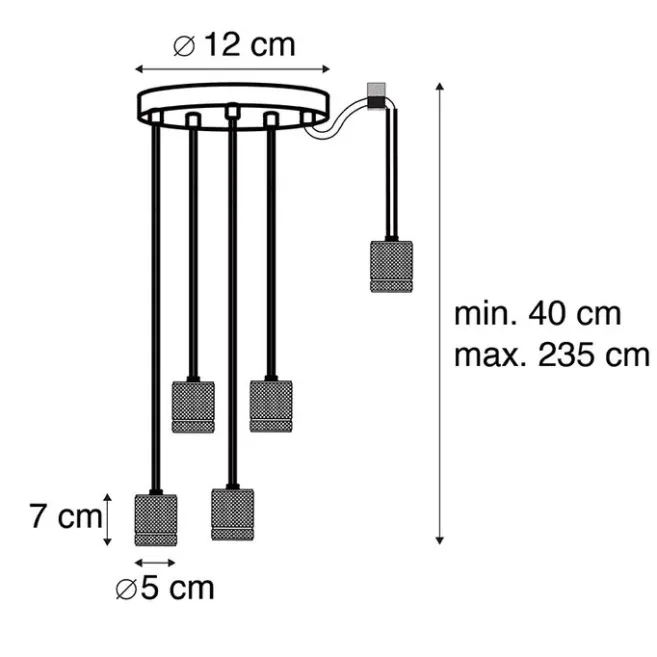 QAZQA Design Hängelampe schwarz 5-flammig - Cavalux