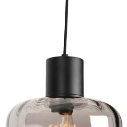 QAZQA Design Hängelampe schwarz mit Rauchglas 3-Licht 226 cm - Qara