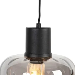 QAZQA Design Hängelampe schwarz mit Rauchglas 3-Licht 161,5 cm - Qara