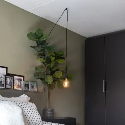 QAZQA Design Hängelampe schwarz 1-Licht mit Stecker - Cavalux