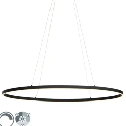 QAZQA Design Hängelampe schwarz oval inkl. LED 3-stufig dimmbar - Ovallo