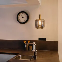 QAZQA Design Hängelampe schwarz mit Gold mit Rauchglas - Zuzanna