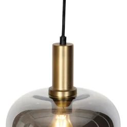 QAZQA Design Hängelampe schwarz mit Gold mit Rauchglas - Zuzanna