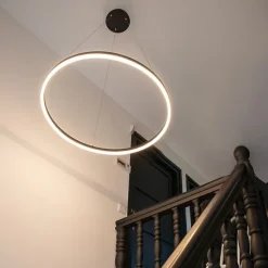 QAZQA Design Ring-Hängelampe schwarz 80cm inkl. LED und Dimmer - Anello