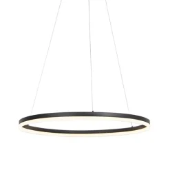 QAZQA Design Ring-Hängelampe schwarz 80cm inkl. LED und Dimmer - Anello