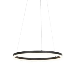 QAZQA Design Ring-Pendelleuchte Schwarz 60cm inkl. LED und Dimmer - Anello